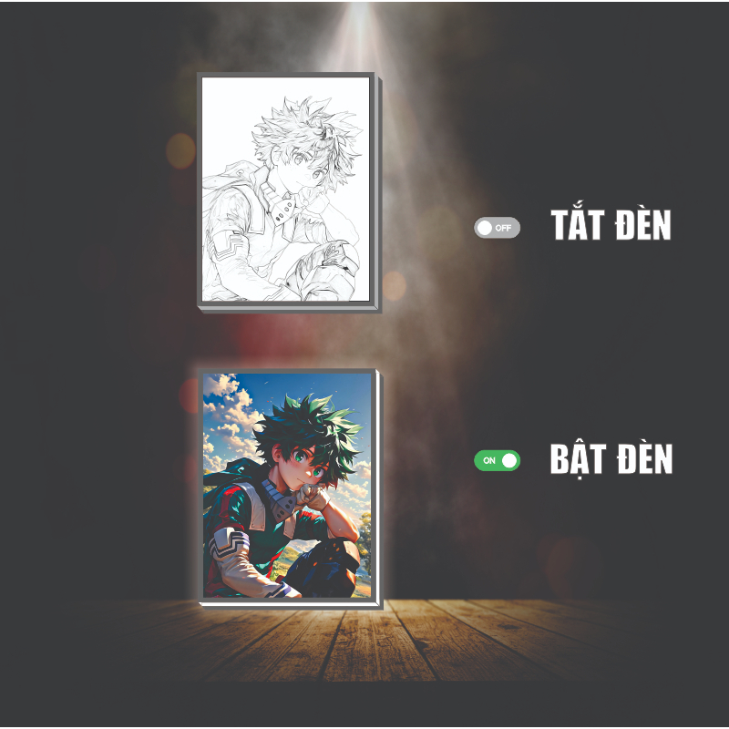 Tranh đèn led 3D đổi màu Học Viện Anh Hùng  - Tranh đèn led 3D ANIME trang trí bàn làm việc, đèn ngủ