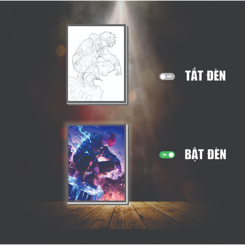 Tranh đèn led 3D đổi màu Học Viện Anh Hùng  - Tranh đèn led 3D ANIME trang trí bàn làm việc, đèn ngủ