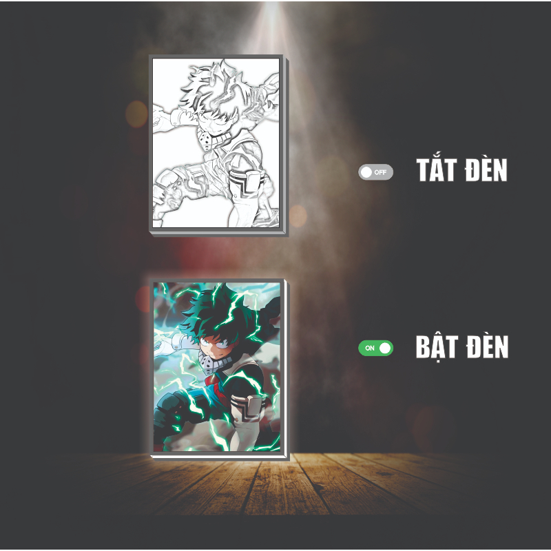 Tranh đèn led 3D đổi màu Học Viện Anh Hùng  - Tranh đèn led 3D ANIME trang trí bàn làm việc, đèn ngủ