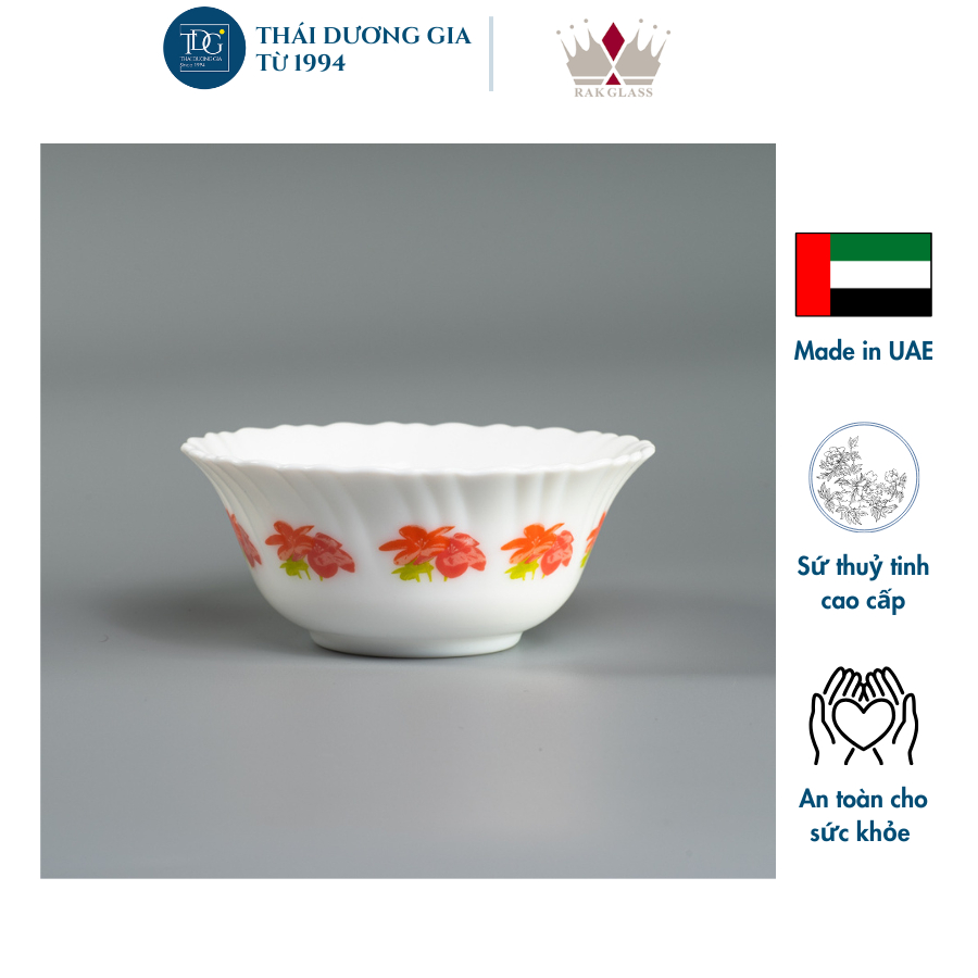 Bát ăn cơm 12,5cm Rak Glass sứ thủy tinh cao cấp UAE Good Morning K4353 - Thái Dương Gia