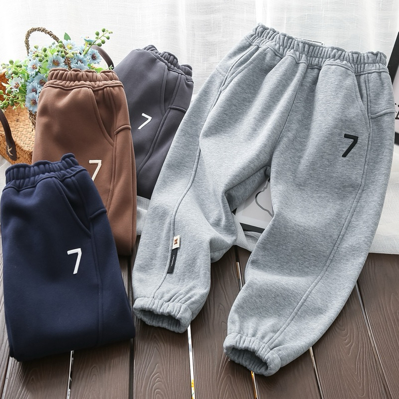 Quần nỉ trẻ em quần dài lót lông cho bé 30-55kg quần JOGGER LÓT LÔNG GÂN SỌC