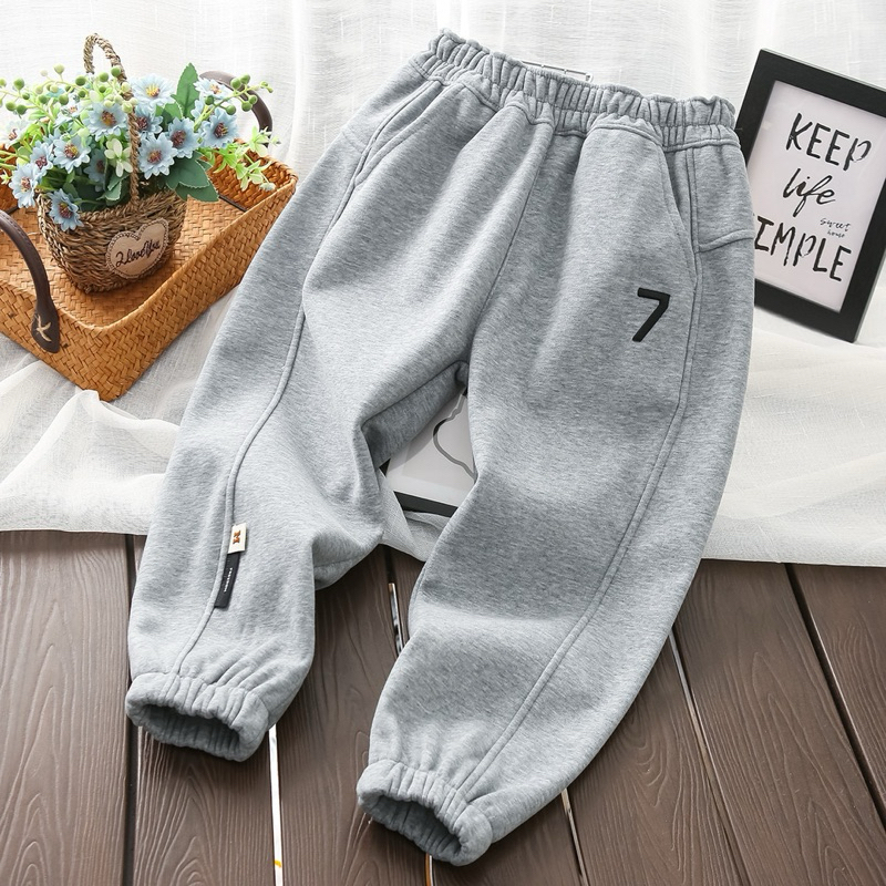 Quần nỉ trẻ em quần dài lót lông cho bé 30-55kg quần JOGGER LÓT LÔNG GÂN SỌC
