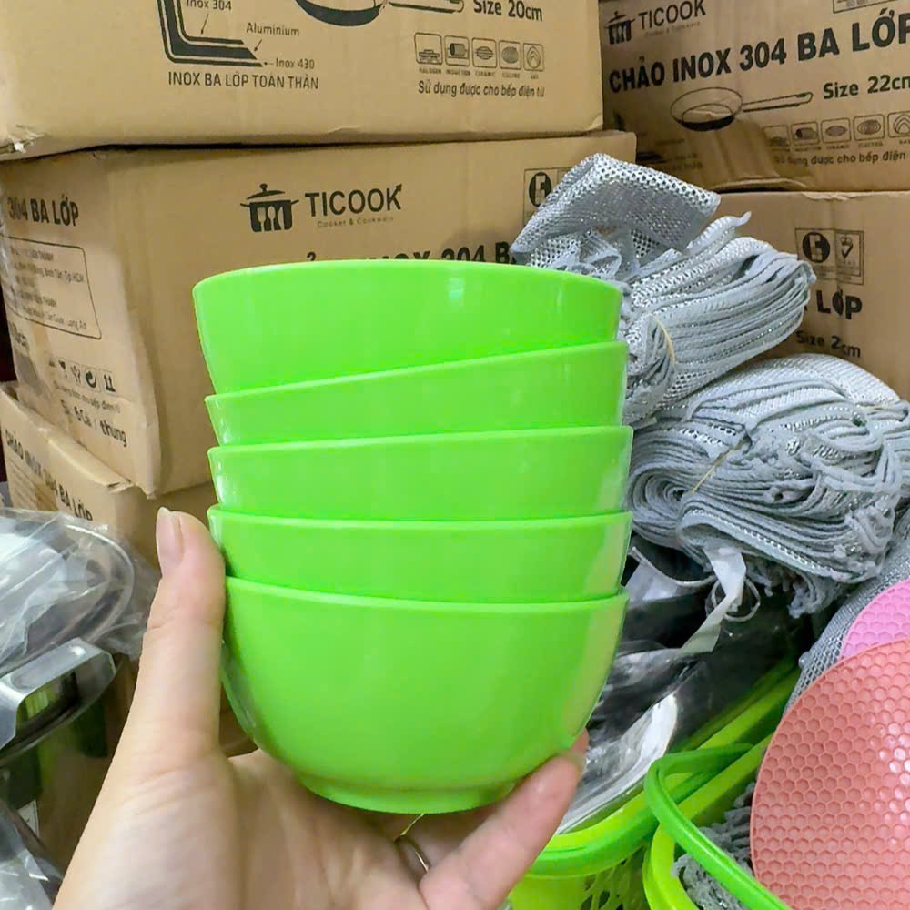 Bộ chén ăn tròn 10 cái nhiều màu( vàng, trắng, xanh, đen, nâu,..) - Combo 10 chén ăn nhựa nhựa BKP 11cm đủ màu.