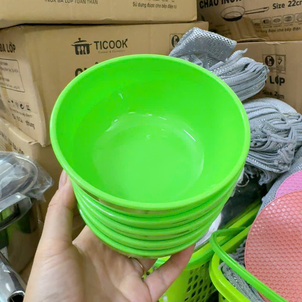 Bộ chén ăn tròn 10 cái nhiều màu( vàng, trắng, xanh, đen, nâu,..) - Combo 10 chén ăn nhựa nhựa BKP 11cm đủ màu.