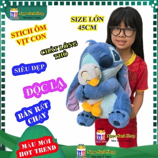 GẤU BÔNG STICH ÔM VỊT CON TRẮNG SIÊU CƯNG - thú bông thú nhồi bông đồ chơi doll toy NGỌC SUSI