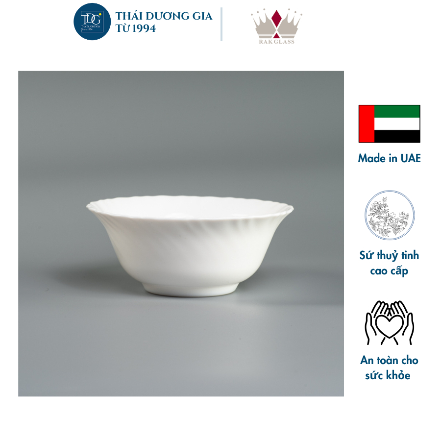 Bát ăn cơm trắng 12,5cm Sứ thủy tinh Rak Glass cao cấp UAE K3870 - Thái Dương Gia