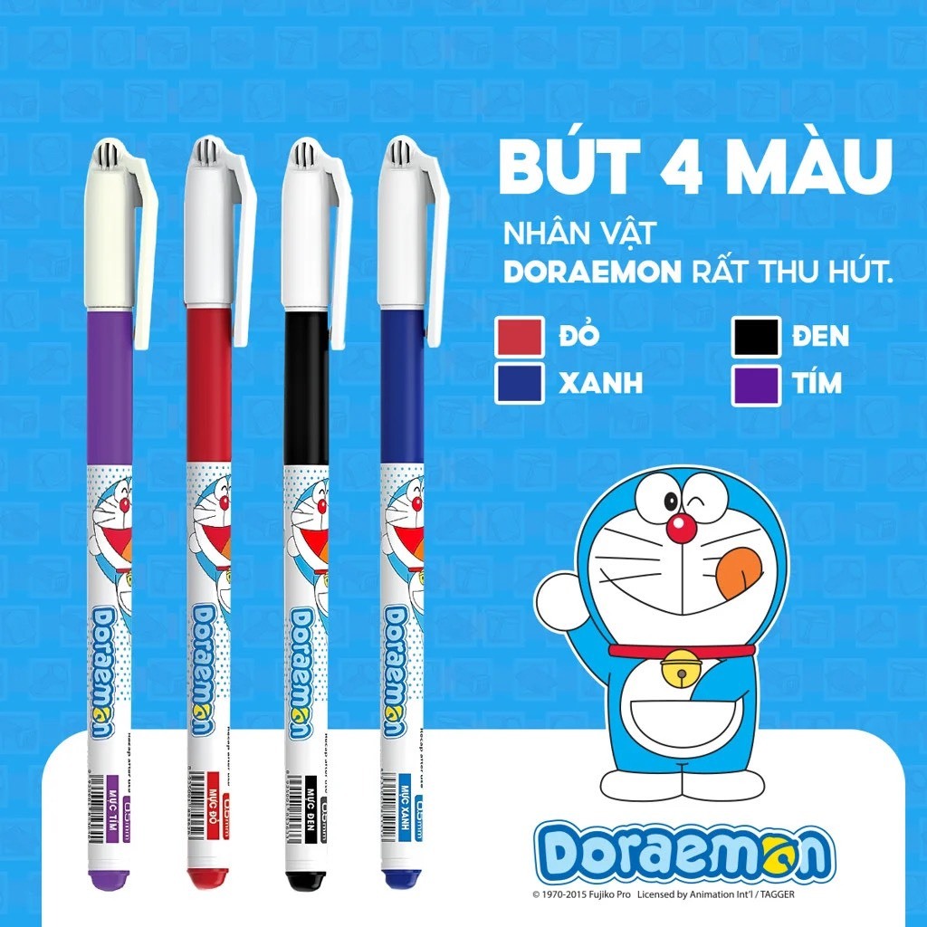 Combo 20 chiếc bút Doraemon Thieen LoOng Gel-012 đầu 0.5mm màu mực xanh, đen cho học sinh tiểu học