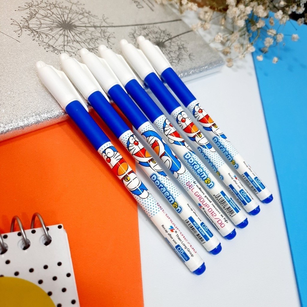 Combo 20 chiếc bút Doraemon Thieen LoOng Gel-012 đầu 0.5mm màu mực xanh, đen cho học sinh tiểu học