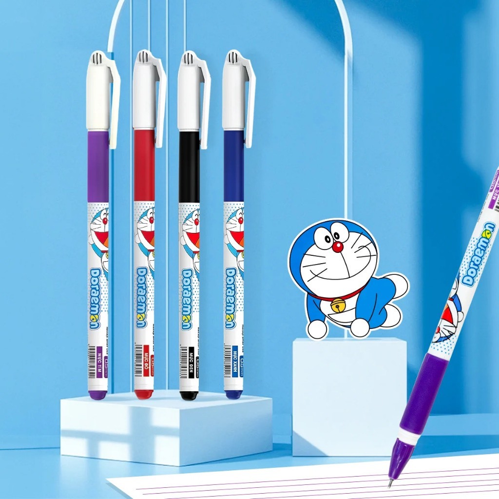 Combo 20 chiếc bút Doraemon Thieen LoOng Gel-012 đầu 0.5mm màu mực xanh, đen cho học sinh tiểu học