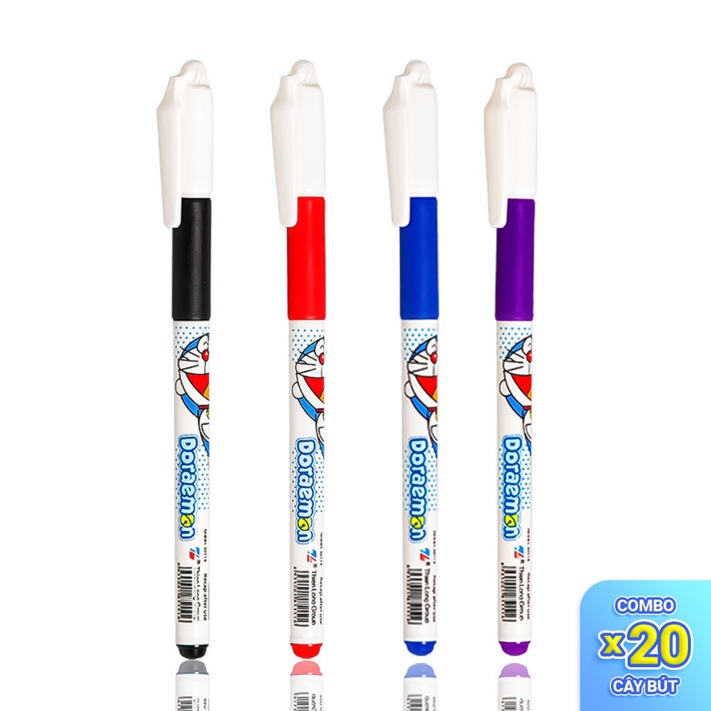 Combo 20 chiếc bút Doraemon Thieen LoOng Gel-012 đầu 0.5mm màu mực xanh, đen cho học sinh tiểu học