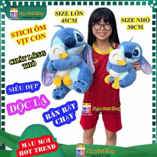 THÚ NHỒI BÔNG STICH ÔM VỊT CON TRẮNG SIÊU ĐẸP - Gấu bông thú bông đồ chơi doll toy NGỌC SUSI