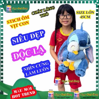 THÚ NHỒI BÔNG STICH ÔM VỊT CON TRẮNG SIÊU ĐẸP - Gấu bông thú bông đồ chơi doll toy NGỌC SUSI