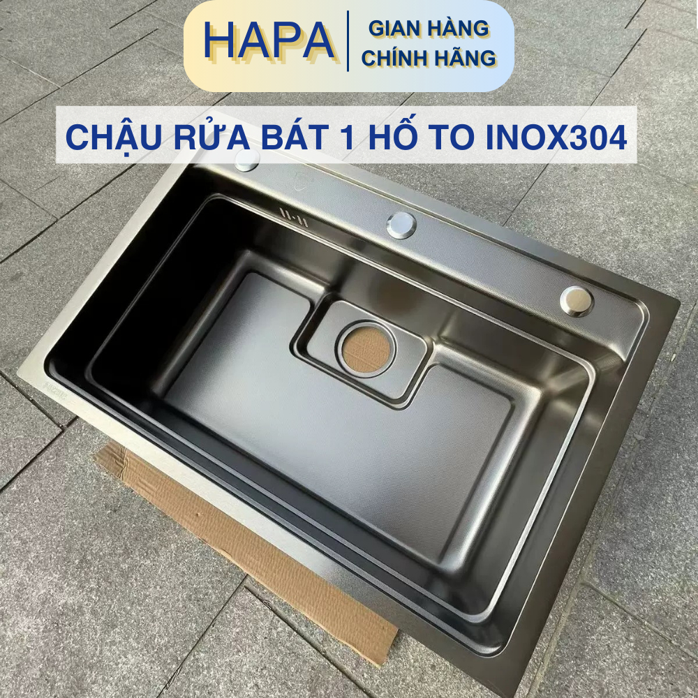 Chậu Rửa Bát 1 Hộc To Inox SUS304 Nano Đen Bồn Rửa Chén Bát Dập Linen ...