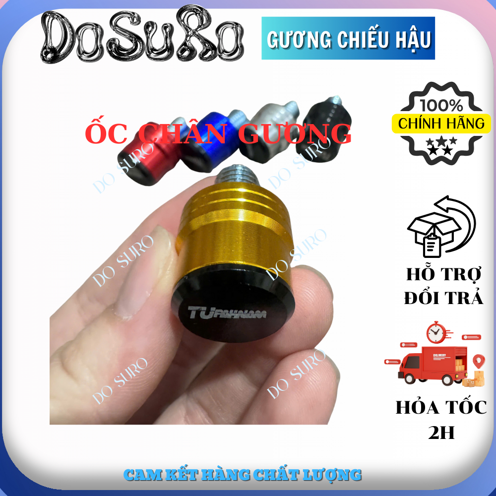 Ốc chân gương nắp chụp - chân 10ly cho các dòng xe, nhiều màu sắc lụa chọn