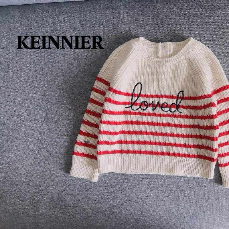 Áo len bé gái C6679 G.AP họa tiết thổ cẩm mix màu và kẻ đỏ siêu xinh, size 3M-18M (dư xịn)