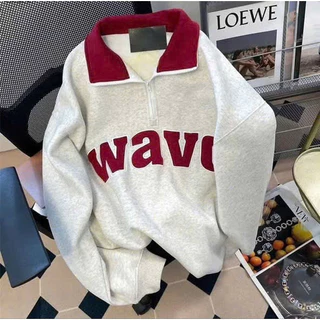 Áo Sweater POLO WAVE Nỉ Form Rộng Siêu Xinh