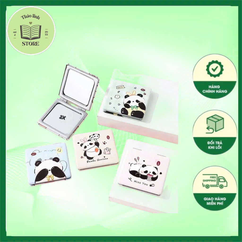 Gương Mini 2 Mặt, Gương Mini Cầm Tay Gương Trang Điểm Gấp Gọn Để Bàn Bỏ Túi Nhỏ Cute