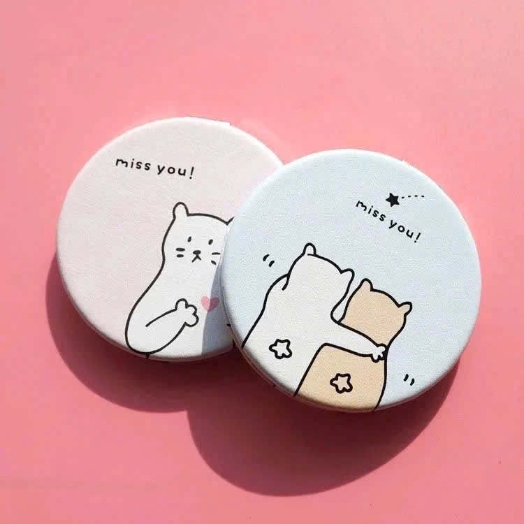 Gương Mini 2 Mặt, Gương Mini Cầm Tay Gương Trang Điểm Gấp Gọn Để Bàn Bỏ Túi Nhỏ Cute