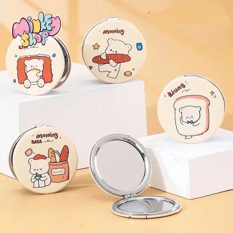 Gương Mini 2 Mặt, Gương Mini Cầm Tay Gương Trang Điểm Gấp Gọn Để Bàn Bỏ Túi Nhỏ Cute