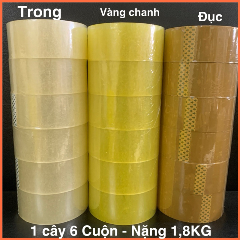 1 Cây Băng Dính đóng gói Hàng CTY Nặng 1,8KG/6Cuộn Trong, Đục, Vàng Chanh.[Tape Mall]