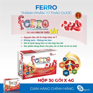 Siro sắt Ferro bổ máu, cải thiện tình trạng thiếu máu - Hộp 20 ống cho trẻ và phụ nữ mang thai Sanofia
