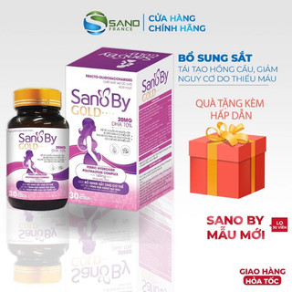 Viên uống bổ sung sắt Sano By Gold, Lọ 30 viên bổ bầu bổ máu, Acid Folic, cải thiện tình trạng thiếu máu - Sanofia