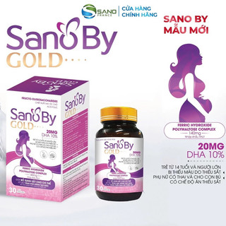 Viên uống bổ sung sắt Sano By Gold, Lọ 30 viên bổ bầu bổ máu, Acid Folic, cải thiện tình trạng thiếu máu - Sanofia