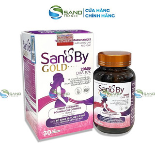 Viên uống bổ sung sắt Sano By Gold, Lọ 30 viên bổ bầu bổ máu, Acid Folic, cải thiện tình trạng thiếu máu - Sanofia