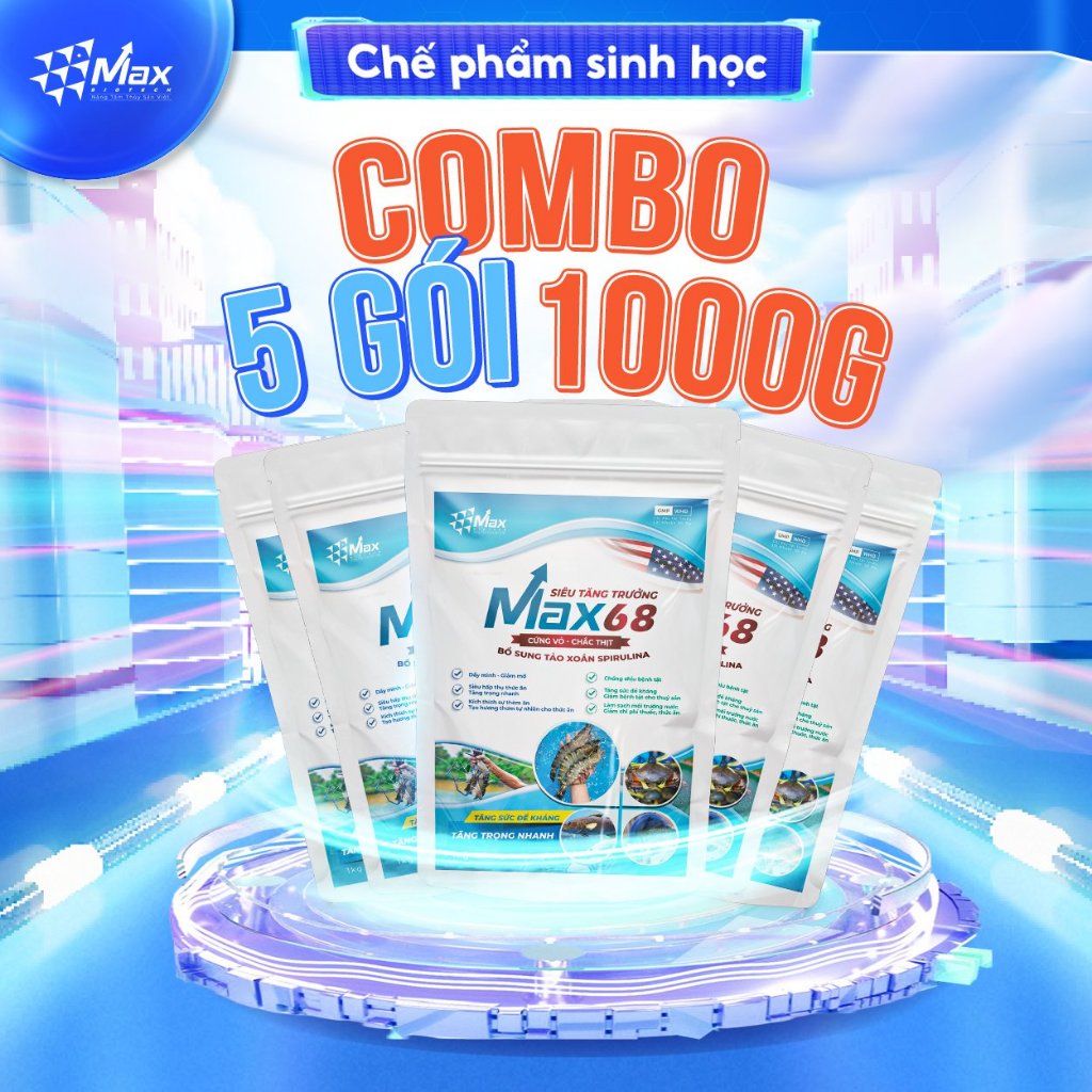 Max68 Max Biotech Combo 5 túi Vi Sinh Siêu Tăng Trưởng Thuỷ Sản - 1000g ...