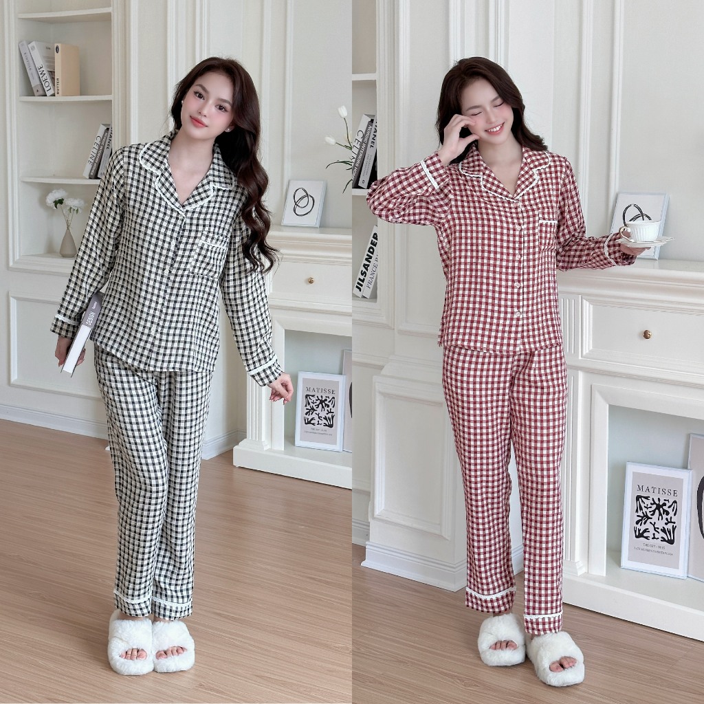 Ảnh BỘ MẶC NHÀ ZAM - DTK - BỘ DÀI TAY KẺ THÔ COTTON 1