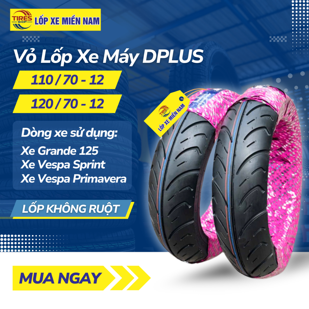 Vỏ Lốp Xe Vespa/Grande - Vỏ Lốp Đúc Không Ruột DPLUS Chính Hãng ...