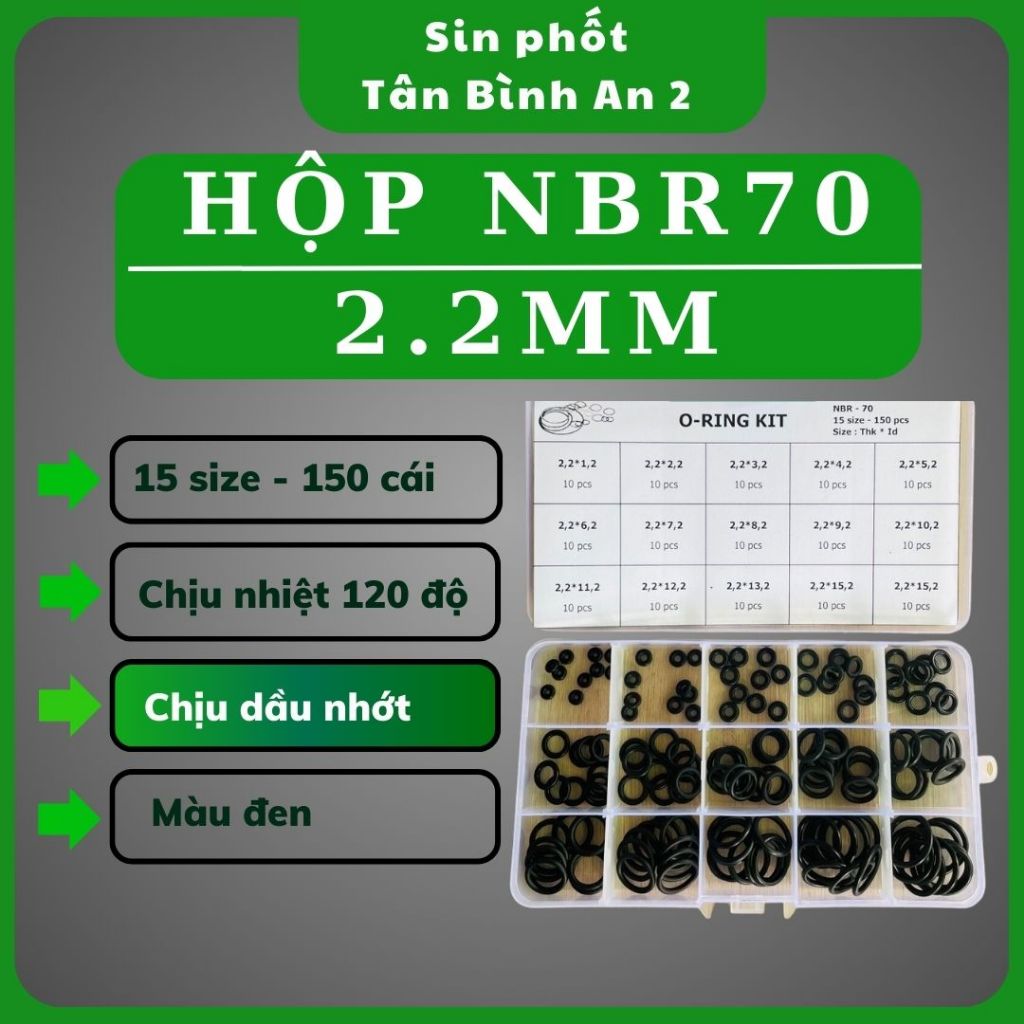 Hộp ron N70 dày 2.2mm (15 size) vòng đệm cao su chịu dầu chịu nhiệt ...