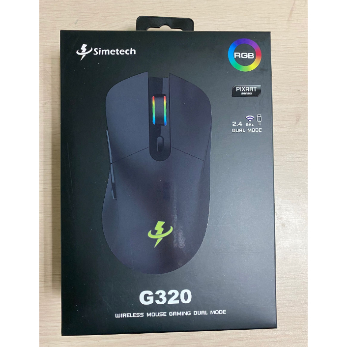 Mouse ko dây SIMETECH G320 Led RGB Black Wireless (Pin sạc, Công tắc, 6 ...