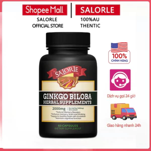 Lá bạch quả Thúc đẩy lưu thông máu Hỗ trợ sức khỏe não bộ Tăng cường trí nhớ 60 viên nang mềm