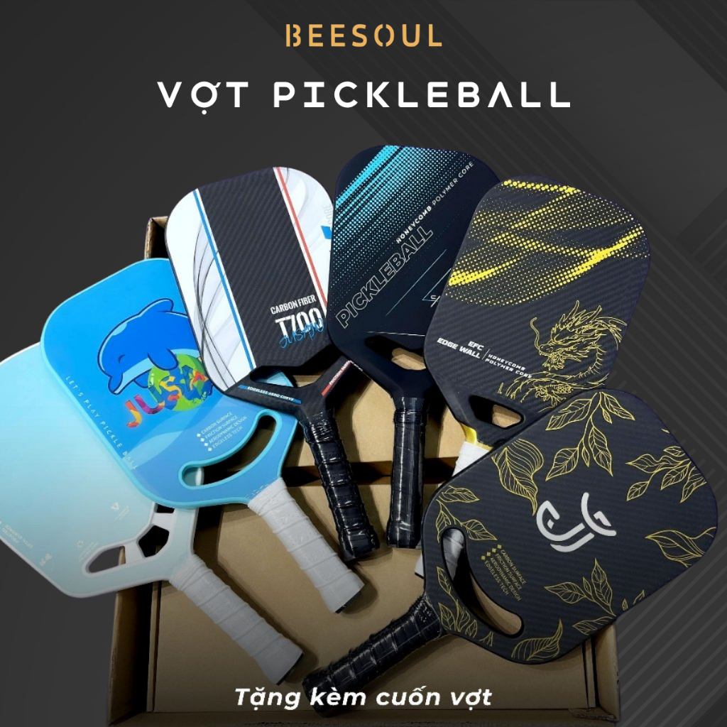 Vợt Pickleball Carbon T700 Jusain chính hãng, vợt pickleball T700 pro mặt nhám lõi tổ ong cao cấp