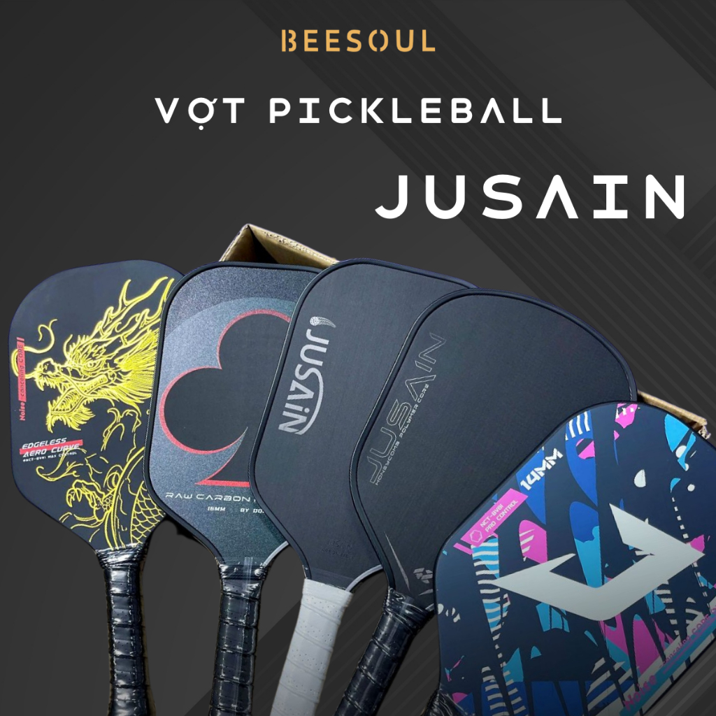 Vợt Pickleball Carbon T700 Jusain chính hãng, vợt pickleball T700 pro mặt nhám lõi tổ ong cao cấp