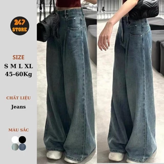 Quần Jeans Ống Rộng 247Store nhiều màu cạp cao tôn dáng