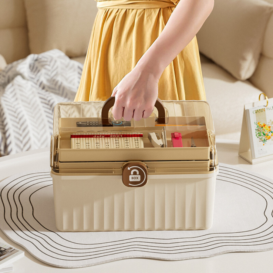 Hộp Đựng Thuốc 3 Ngăn Lớn ENODA HOME, Hộp Đựng Thuốc Cá Nhân, Đồ Y Tế Gia Đình Nắp Trong Suốt Q080