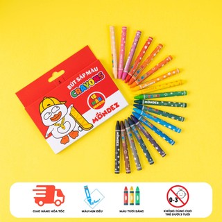 Bút Sáp Màu Vịt Lướt Ván MONDEZ 12-24 Chiếc, Bám Giấy Tốt Cho Bé Tập Tô M50004/M50005/M50006