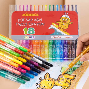 Bút Sáp Vặn Cao Cấp Tô Màu MONDEZ 12-24 Màu Thân Bút Làm Nhựa Bền An Toàn Cho Bé Tập Tô M60011/M60012/M60013