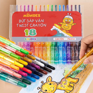 Bút Sáp Vặn Cao Cấp Tô Màu MONDEZ 12-24 Màu Thân Bút Làm Nhựa Bền An Toàn Cho Bé Tập Tô M60011/M60012/M60013