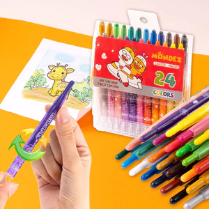Bút Màu Sáp Vặn MONDEZ 12 /18/ 24 Màu Thân Bút Làm Nhựa Bền Trong Suốt An Toàn Cho Bé Tập Tô M60001/M60002/M60003
