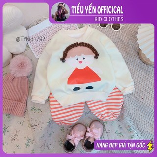 Quần áo trẻ em, Bộ nỉ thu đông bé gái họa tiết chibi cho bé 9-27kg S1792 | Tiểu Yến KID