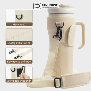 Túi đựng ly giữ nhiệt cho các mẫu ly có tay cầm Fan House, chất liệu vải dày dặn, có đai đeo chéo