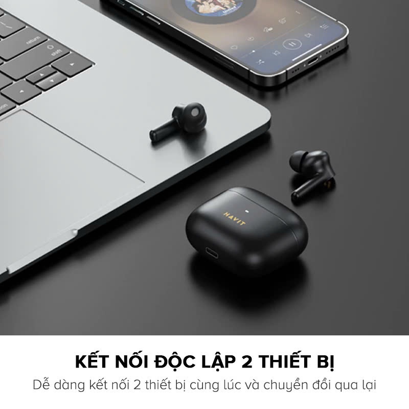 Ảnh Tai nghe True Wireless HAVIT TW958 Pro | 2 Mic chống ồn ENC - Bluetooth 5.3 - Nghe nhạc lên đến 7h | Bảo hành 12 tháng 4