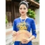 Áo Dài Lụa Đính Hoa A64 Xanh Coban Vẽ Thủ Công Lấp Lánh [Co Giãn Nhẹ, Thấm Hút] Nữ Women Dress, Áo Dài ChoMẹ
