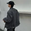 Áo Khoác Jacket Jean GODMOTHER Form Rộng Áo Khoác Denim Cổ Tàu Basic Phối Khoá Kéo Ngực Menswear