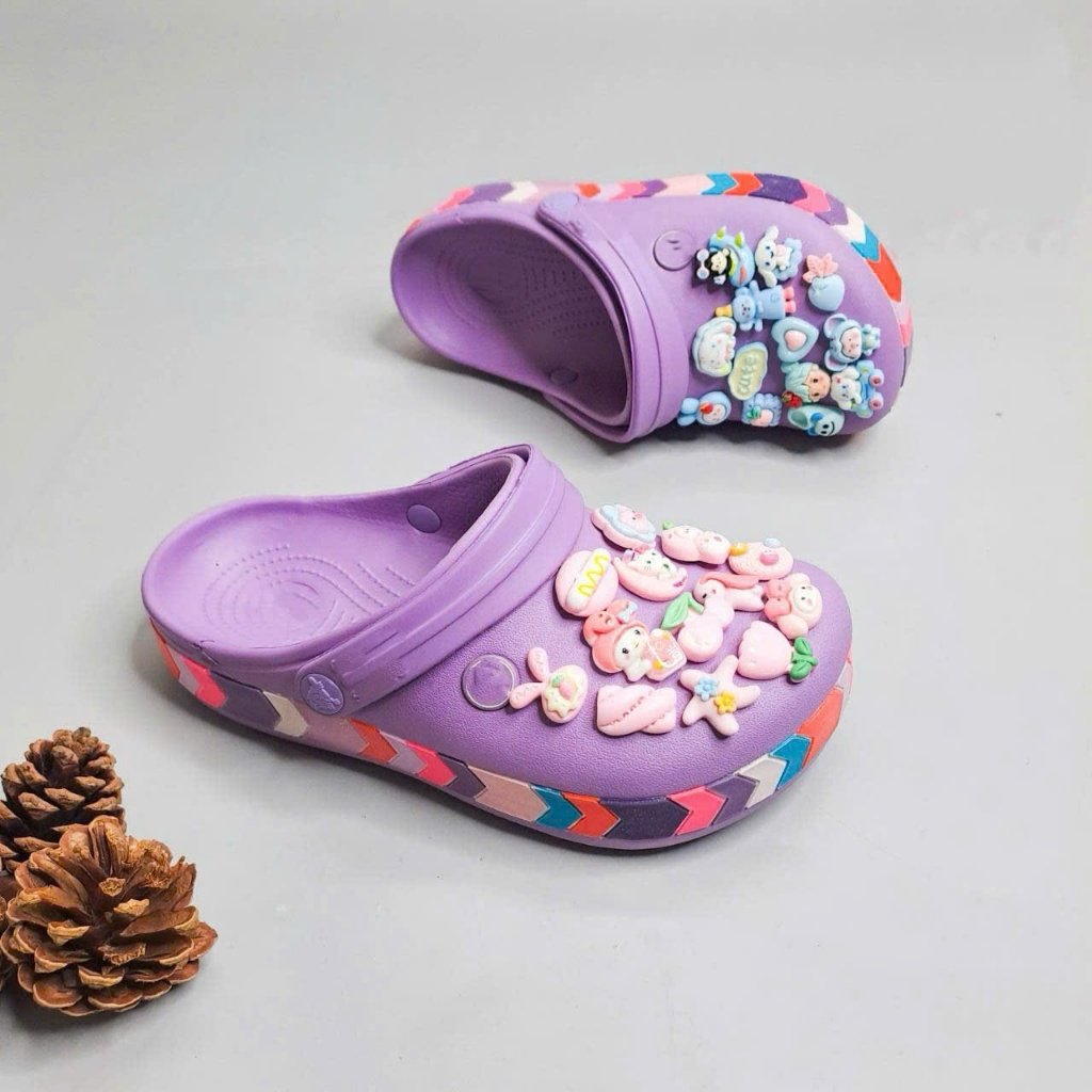 Dép trẻ em chevronbeaded, dép sục band cho bé gái viền mũi tên màu tím ...