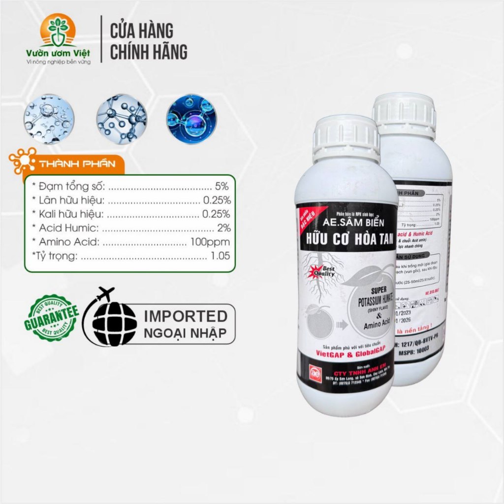 Phân bón SÂM BIỂN - thành phần sinh học, chuẩn Vietgap, cây xanh tốt tự nhiên, khỏe mạnh bền vững