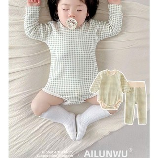 [MỚI 2025] Bộ Body Chip Cotton Mềm Mịn Thu Đông Dài Tay (Kèm Quần) Họa Tiết Caro Đáng Yêu Cho Bé